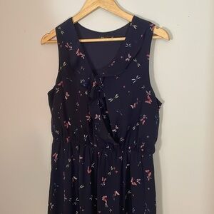 Women’s sleeveless floral ruffle drawstring flowing dress